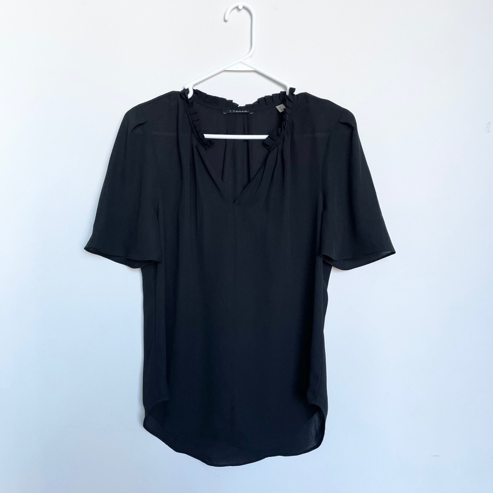 Black thin see through T TAHARI women’s top